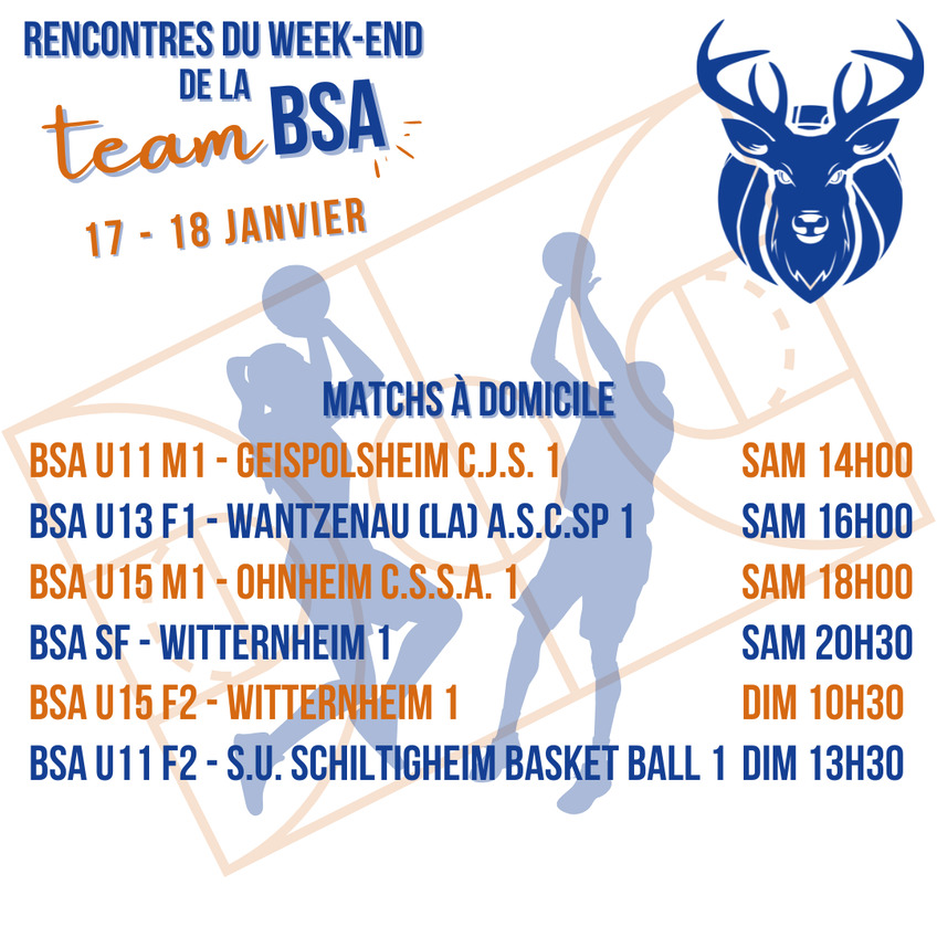 Bruche Sport Academy - Matchs de ce week-end à domicile