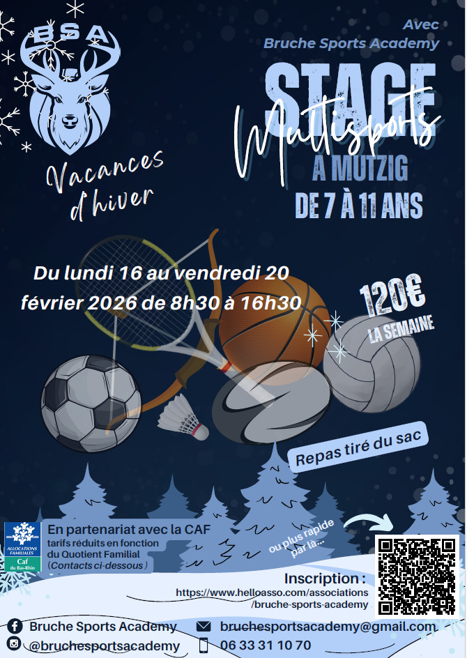 BSA vous propose un stage multisports pendant les vacances d'Hiver