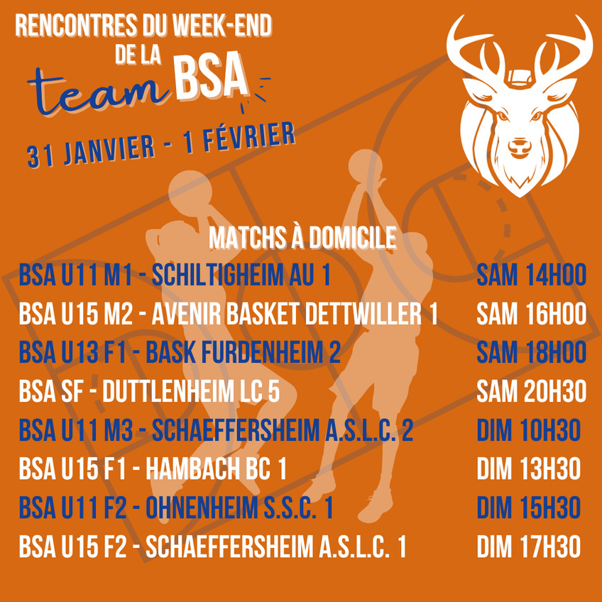Bruche Sport Academy - Matchs de ce week-end à domicile